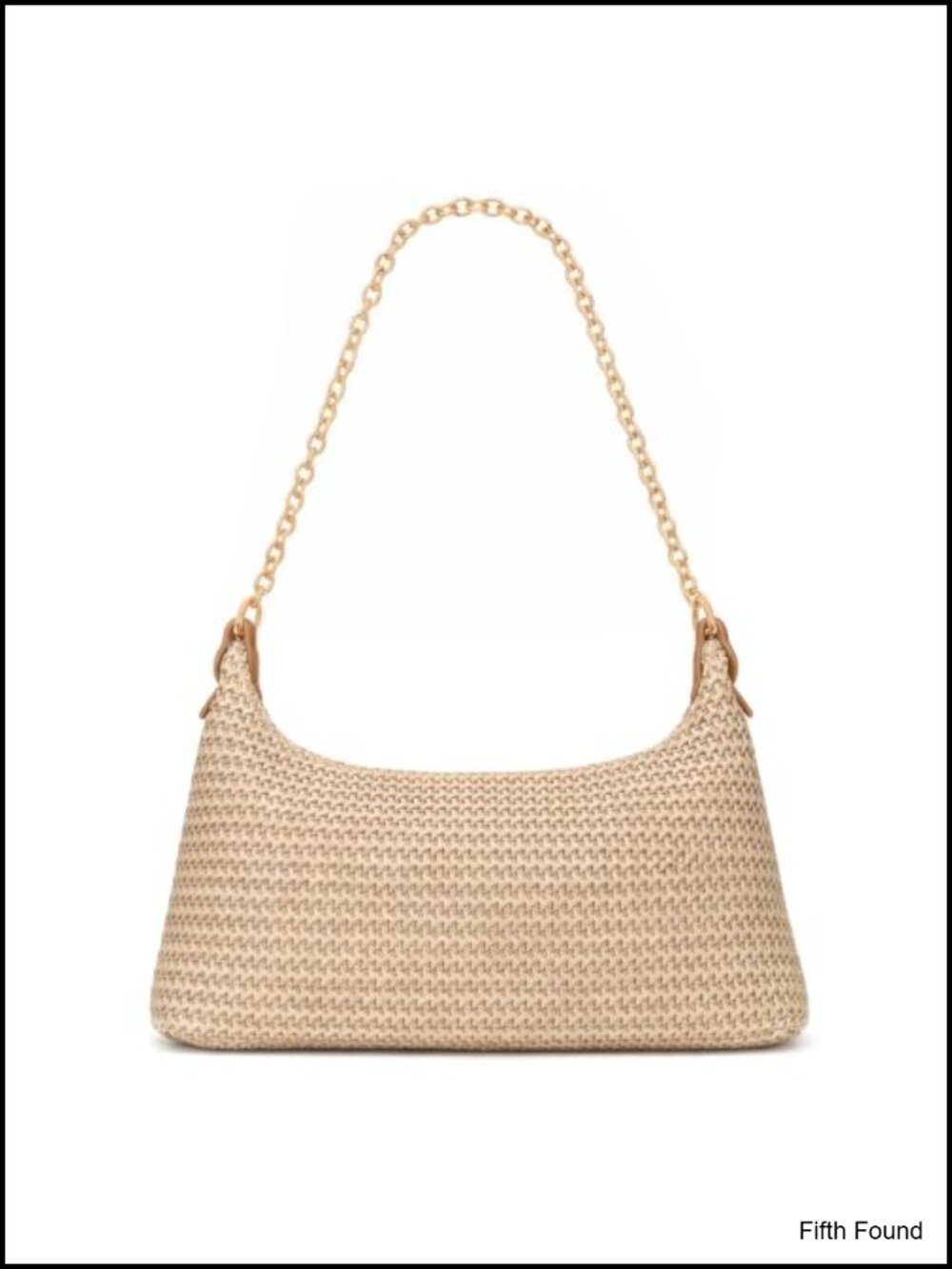 Woven Straw Shoulder Bag Boho Beach Tote with Chain & Leather Strap